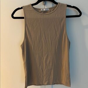 Zara Beige Sleeveless Top for Women